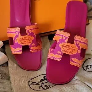 Hermes | Shoes | Hermes Brides De Gala Print Orange Sandal